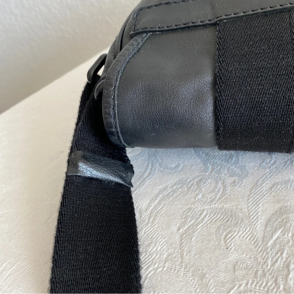 Burberry black leather messenger bag